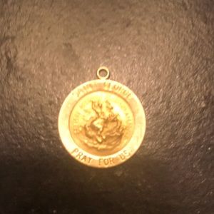 14 K Saint George pray for us gold pendant
